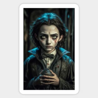 Young victorian vampire portrait Sticker